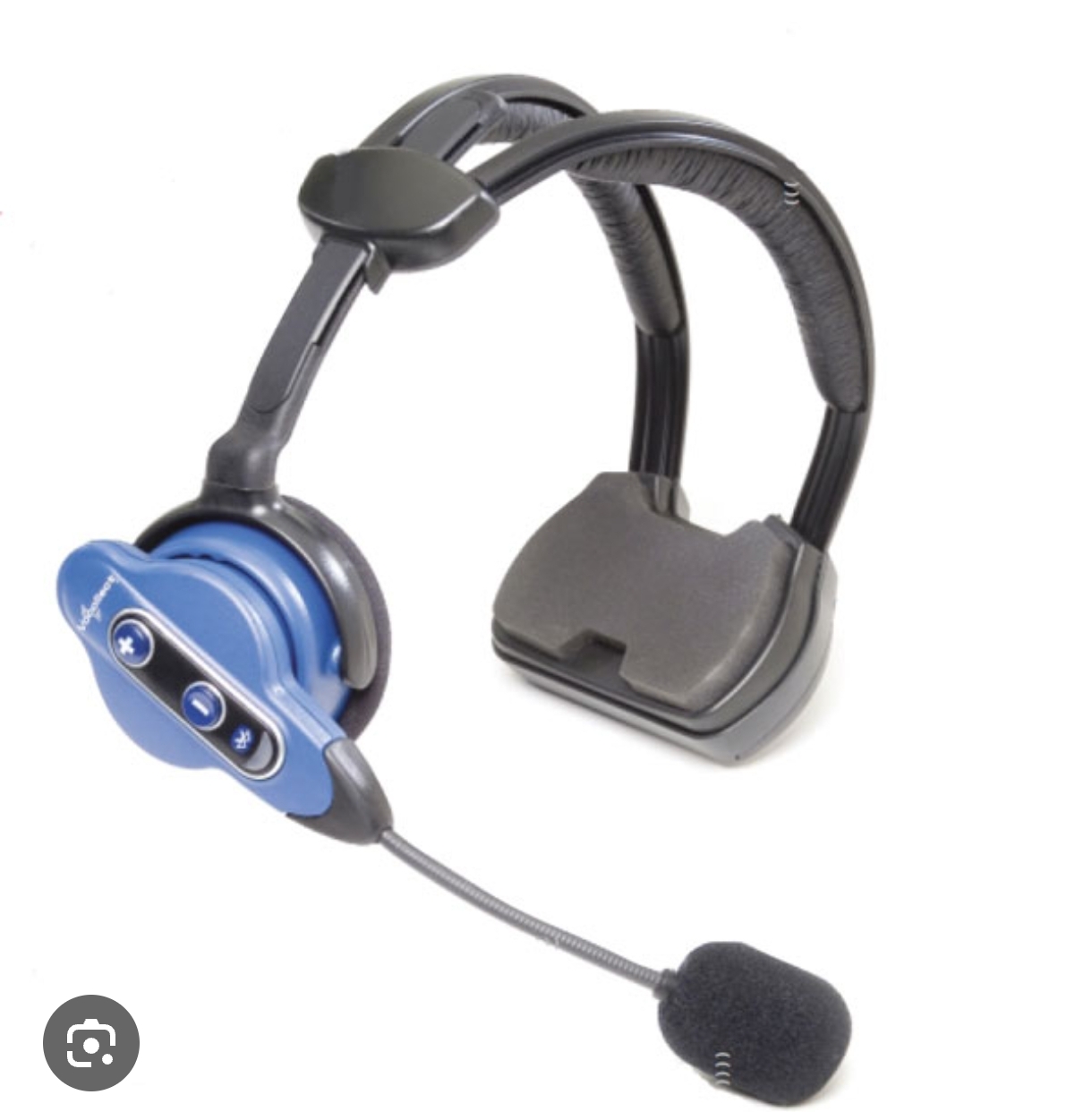 Casque vocal bluetooth utilisé en préparation de commandes, avec micro perche et boutons de commande volume
