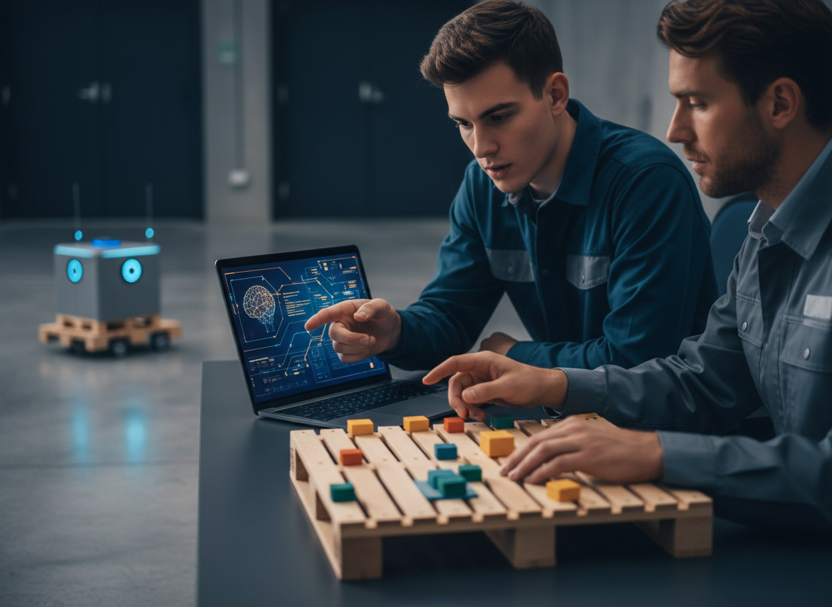 Un manager logistique et une apprenante relient expertise terrain, données et intelligence artificielle