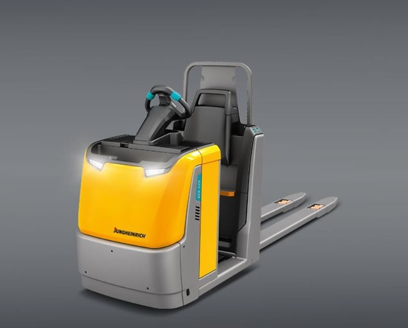 Gerbeur électrique à conducteur accompagné ou porté, utilisé pour déplacer les palettes en cours de préparation de commandes