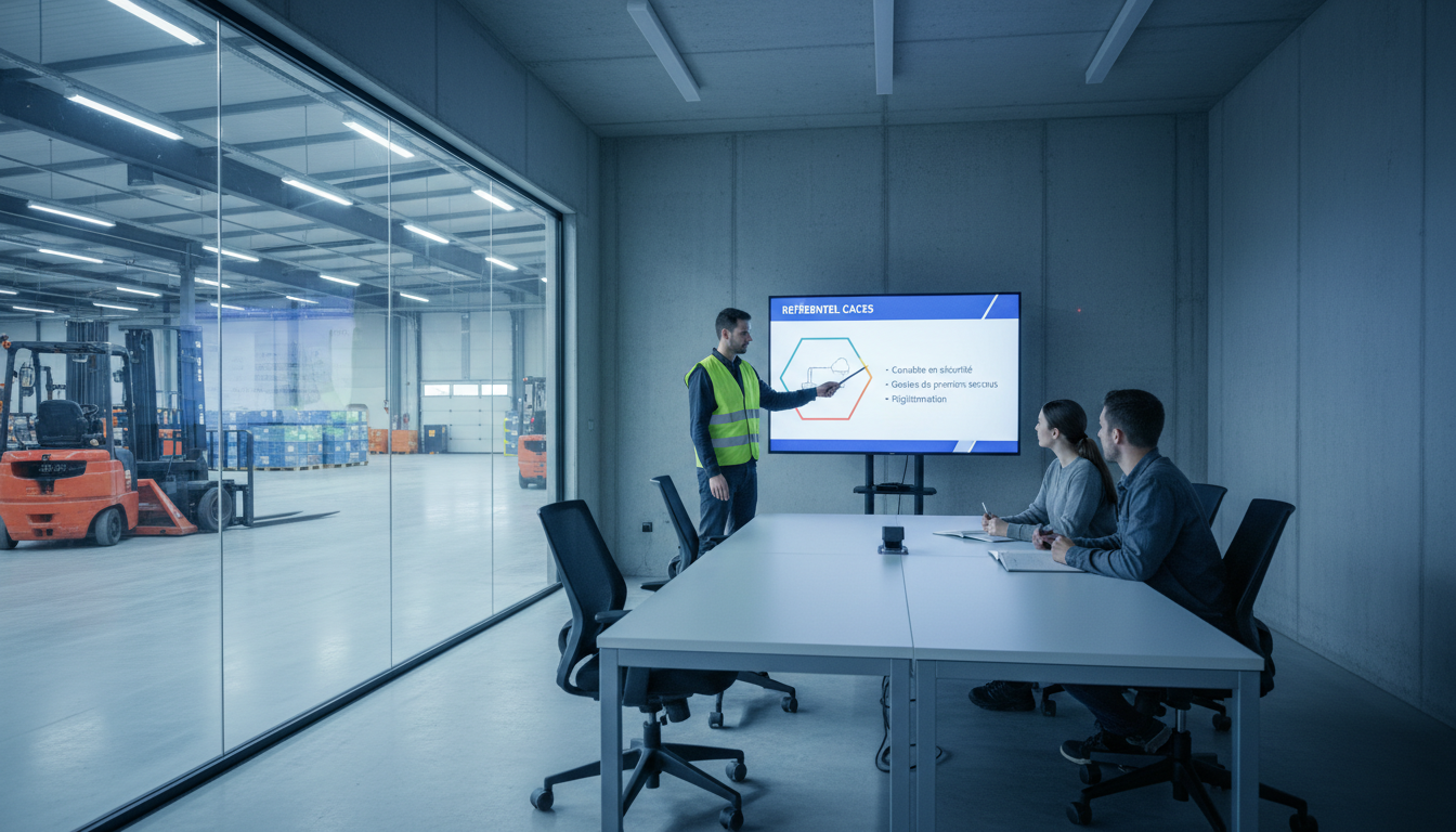 Session de formation CACES pour de nouveaux stagiaires dans un centre de formation logistique